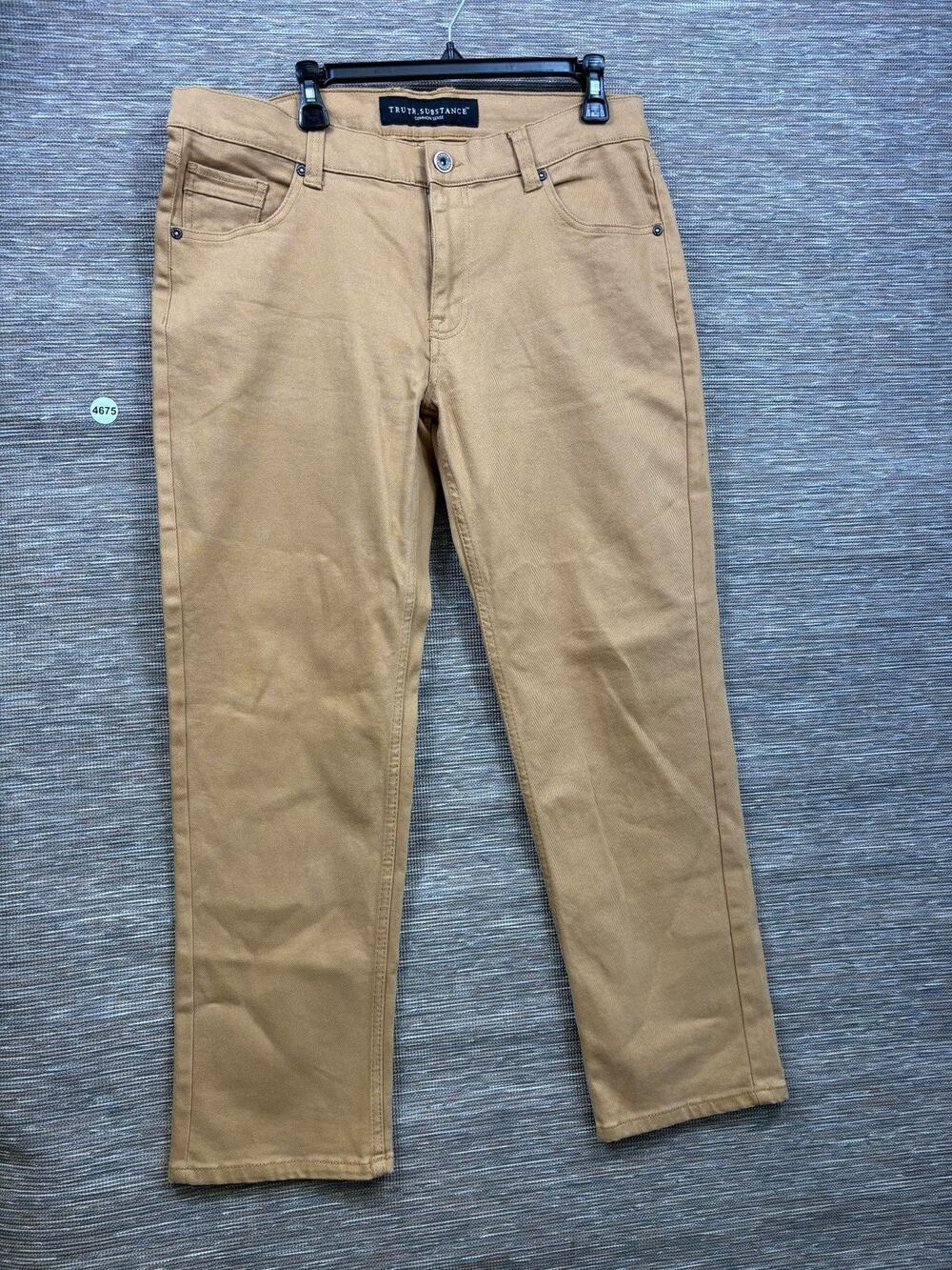 Truth Substance Pants Mens Size 36x30 Beige Stretch Denim Khakis Straight Leg